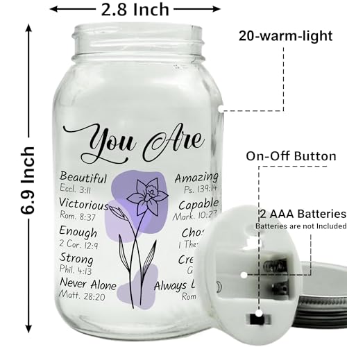 Religious Gifts for Women Christian Mason Jar Lamp Extra-Large - Christmas Inspiration for Mom Bible Encouragement Gifts for Women - Faith Jar 25oz Easter Mothers Day Bible Scripture for Mom Nana