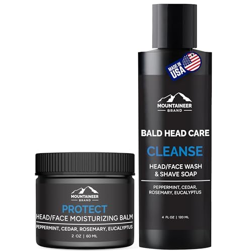 Bald Head & Face Moisturizer & Cleanser Set - Natural Hydrating Grooming for Men