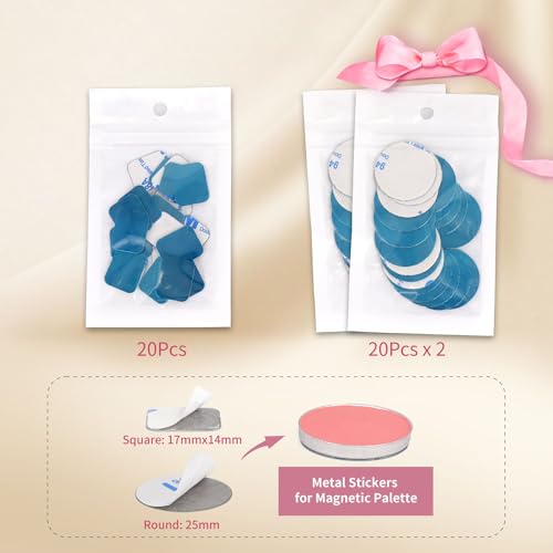 Magnetic Refillable Makeup Palette 3 Pack with Frosted Clear Top & Metal Stickers