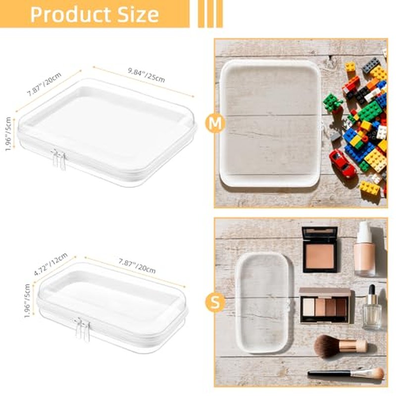 Clear Hard Shell Zipper Case,Clear Toy Storage Pouch,Waterproof Transparent Organizer Comestic Case for Travel, Office, Home(White, 2*S)