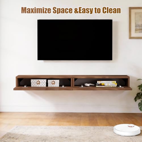 Wall Mounted Console Table 47.24 Inch Solid Wood Narrow Entryway Shelf Walnut