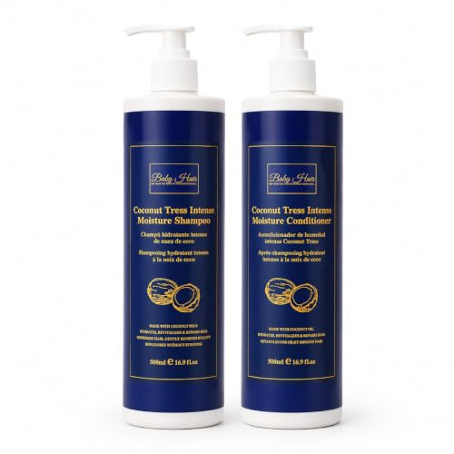 Baby Hair Coconut Tress™ Intense Moisture Shampoo & Conditioner Set - Deep Hydrating Hair Care Duo with Coconut Milk, Macadamia & Camellia Oils - 16.9 oz Each - For Soft, Manageable Hair