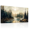 FUHAIHUA Forest River Wall Art Canvas - 48x24 Inch Modern Landscape Decor