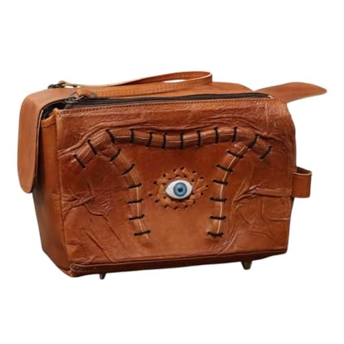 Leather Toiletry Bag Hocus Pocus Decor Handmade Halloween Bag Gifts Prop with Stitched Eye | Travel Makeup Bag | Hocus Pocus Decor Cosmetic Case Halloween decor Bag for men and Clutch for women