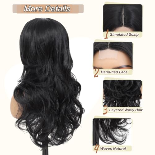 Black Layered Wavy Synthetic Wig for Women - Amarlis, Party & Daily Use
