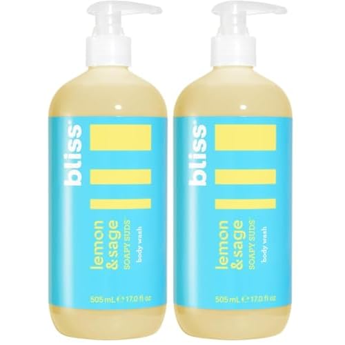 Bliss Soapy Suds Body Wash - Lemon and Sage - 17 Fl Oz - Gentle and Hydrating for Supremely Soft Skin - Paraben Free - Vegan & Cruelty Free (Pack of 2)