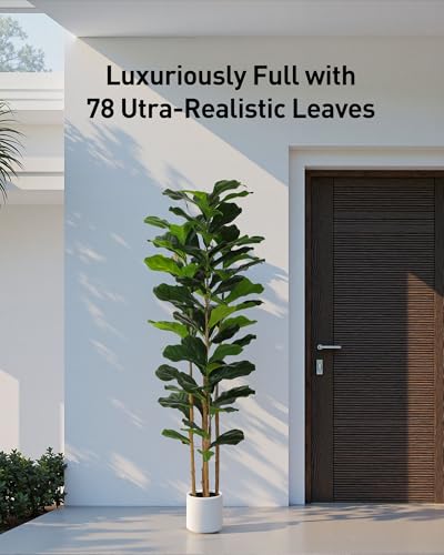 5.9 Ft Faux Fiddle Leaf Fig Tree with Planter - Tall Indoor Artificial Plant