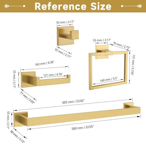 Brushed Gold 10-Piece Bathroom Hardware Set - Wall Mounted SUS304 Stainless Steel