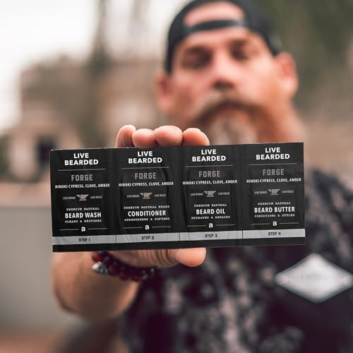 Men's Beard Grooming Kit with Beard Oil, Butter, Wash, Conditioner & Wooden Comb
