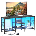 JARHETUN TV Stand for 55 Inch TVs with LED Lights, Black Entertainment Center with 3 Open Shelves and Remote Control