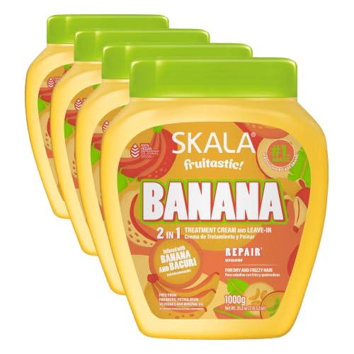 SKALA Frutastic Banana Hair Treatment Cream 35.2 oz Pack of 4 - Frizz & Brittle Hair Care