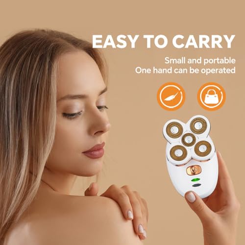 MiRUSI Women's Waterproof Electric Shaver & Bikini Trimmer, Rechargeable & Detachable Head, Safe for Legs Face & Body