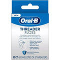 Oral-B Threader Floss Pack of 3 - 30 Count with 6 Envelopes for Braces & Implants