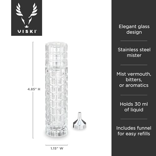 Viski Martini Atomizer Perfect for Vermouth or Bitters, Travel Spray Bottle, Travel Fragrance, DIY, Refillable Bar Sprayer, Stainless Steel, Bar Accessory, 30 ml.