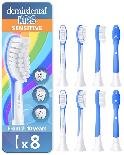 Dark Blue Kids Toothbrush Replacement Heads for Philips Sonicare, 8-Pack - Ages 7+