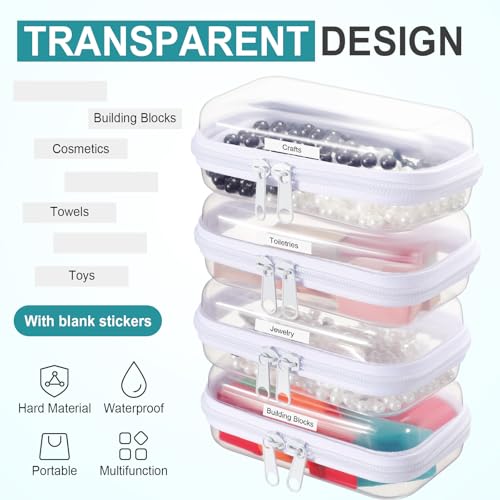 Sanwuta 10 Pcs XS Clear Hard Zipper Case Organizer Set with Labels