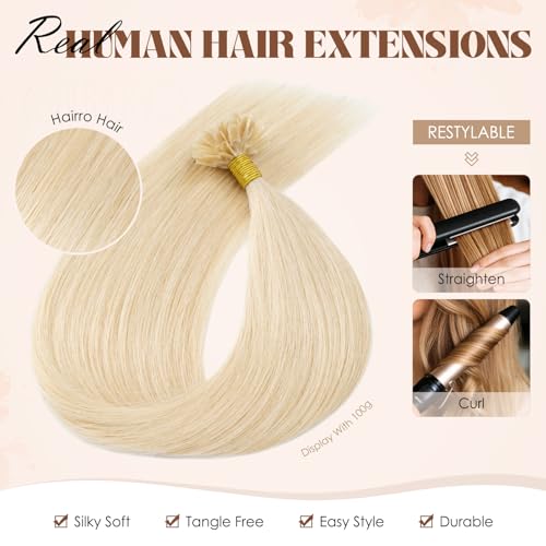 Hair Extensions U Tip Human Hair 20 Inch Platinum Blonde 25 Strands