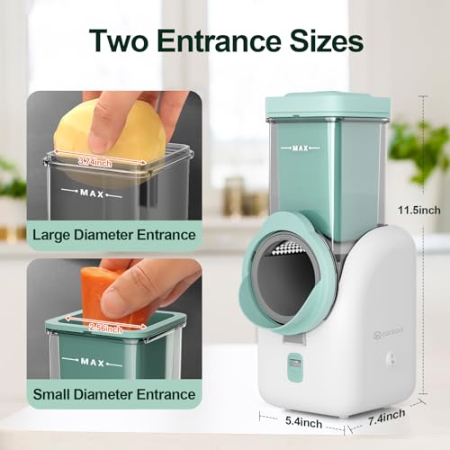 Upgraded 8-in-1 Electric Cheese Grater & Shredder - 8 Interchangeable Blades (2.2mm/4mm Cheese Blades) for Cheese, Vegetables, Fruits & Nuts