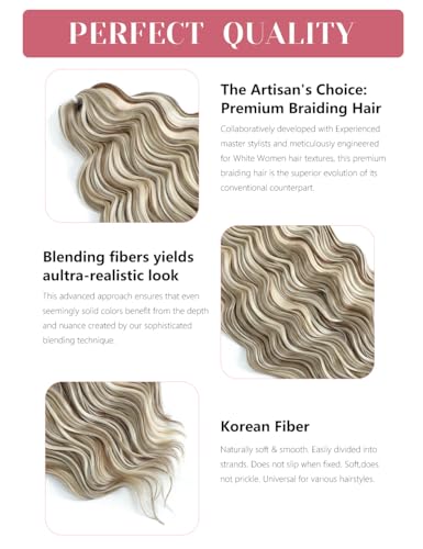 20 Inch Curly Braiding Hair Beige Blonde Mix Ivory Blonde Highlights Ocean Wave Crochet Synthetic Long Hair for Boho Braids