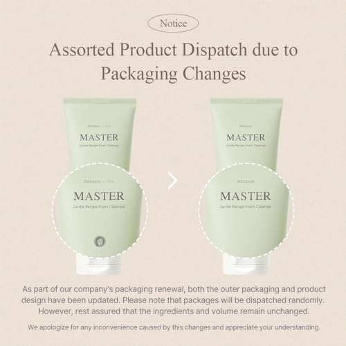 mixsoon Master Gentle Recipe Foam Cleanser-Mild Exfoliation Daily Cleanser, Amino Acid Complex and Cica, Soft Foam for Clear, Moisturized Skin 150ml / 5.07 fl. oz. Korean Glass Skin Care