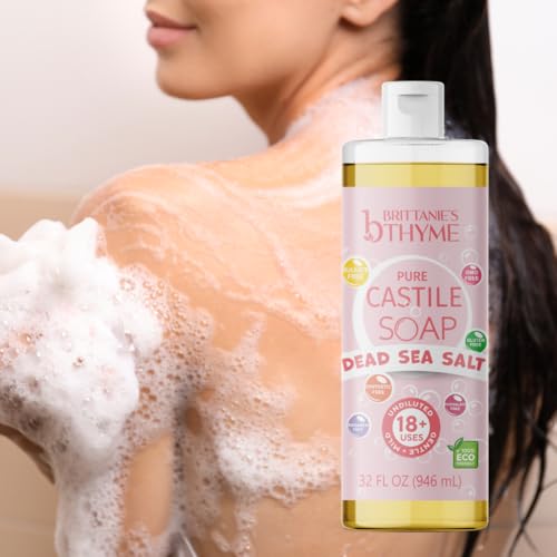 Brittanie’s Pure Castile Liquid Soap Refill with Dead Sea Salt - 32 oz, Pack of 2 - Variation of Dead Sea Salt / 64 Fl Oz