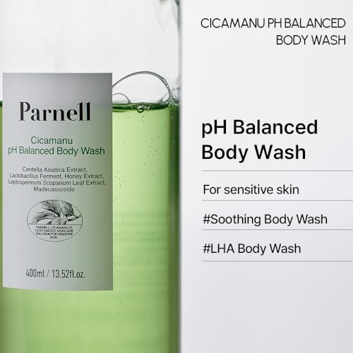 Parnell Cicamanu pH Balanced Body Wash for Sensitive Skin & Back Acne, 13.5 Fl Oz