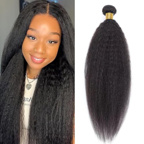 Kinky Straight Human Hair Bundles 10 Inch Brazilian Virgin Hair Natural Black