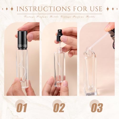 15 ml Glass Perfume Atomizer Set - Black Lid, Leakproof, Refillable, Travel Size - 20 Pcs