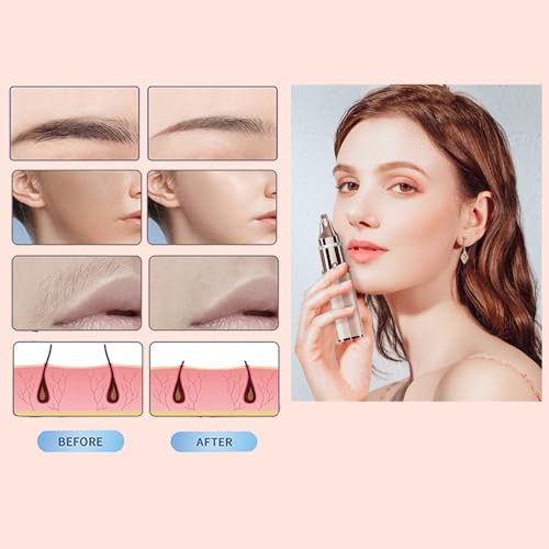 Facial Hair Remover for Men & Women, Electric Eyebrow & Facial Hair Trimmer Device 2 in 1 Body Razor for Face with Built-in LED Light Eyebrow Shaver with USB Rechargeable