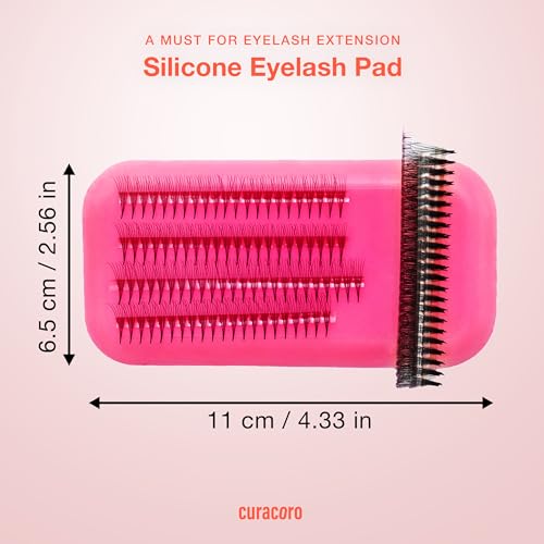 Curacoro Silicone Eyelash Pads for Lash Extension, Reusable Tray Holder for False Lashes, Soft Silicone Stand (Pack of 4)