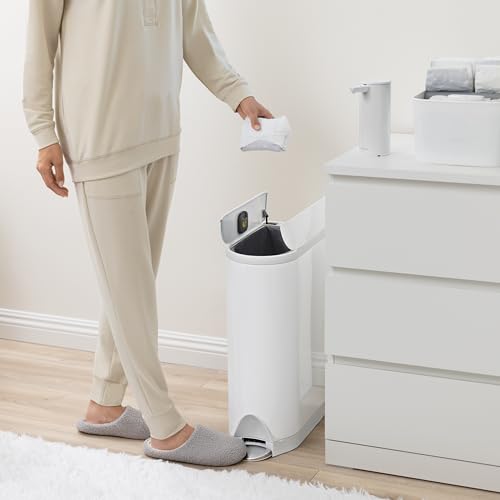 Simplehuman Butterfly Step Can 18L Trash Can with Odor Control - White Steel, Diaper Can Variant