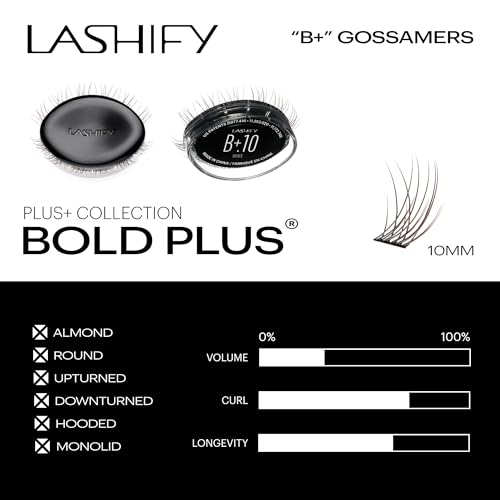 Lashify Bold Plus+ 10mm Gossamer Eyelash Extensions Refill in Minx Color, Easy DIY False Lashes for the Most Delicate, Natural and Long Lasting Look