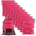 Large Rose Red Wig Storage Bags with Drawstring - Pack of 10