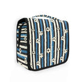 Hanging Travel Toiletry Bag Blue Black Stripes Soccer Balls Kit Makeup Case Cosmetics Organizer for Men Women