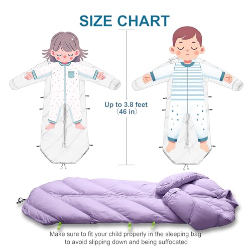 Lavender Purple Walkable Toddler Sleeping Bag for Kids 2T-4T - Puffy Camping Sack