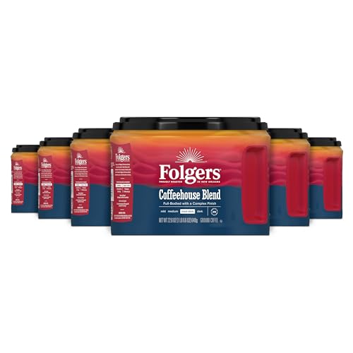 Folgers Coffeehouse Blend Ground Coffee Pack of 6 - 22.6 oz Canisters, Medium-Dark Roast