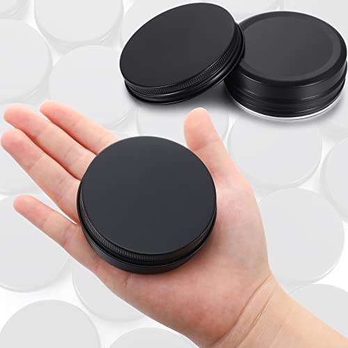 2 oz Lip Balm Tin Containers - Matte Black, 64 Pack, Screw Top, Reusable