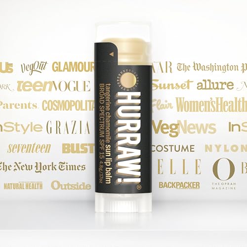 Hurraw! Sun Lip Balm (Zinc Oxide Protection, Broad Spectrum SPF 15, Tangerine, Chamomile), 2 Pack: Organic, Certified Vegan, Gluten Free. Non-GMO, All-Natural. Bee, Shea, Soy & Palm Free. Made in USA