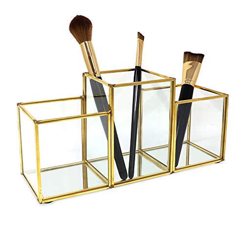 Isaac Jacobs 3-Compartment Mirror Base Organizer | Vanity & Office Storage