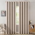 MIULEE Blackout Linen Curtains for Bedroom 62x96 Inches Beige Pack of 2