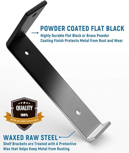 12 Inch Shelf Brackets Pack of 12 - Black Floating Shelf Supports 11.25"
