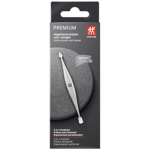 ZWILLING Cuticle Pusher (nail cleaner, double ended tool, suitable for natural and artificial nails), Premium, Silver, 5 inch