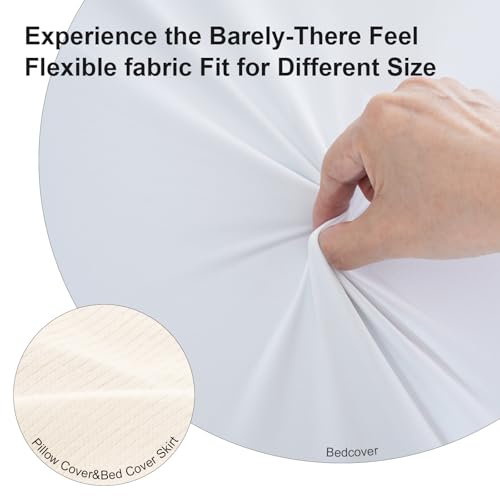 Massage Table Skirt,Massage Face Rest Cover,and Massage Table Under Storage 3pcs Set,SPA Bed Cover,Bed Valance,Soft and Stretchable Fabric Fit Different Size (Khaki)