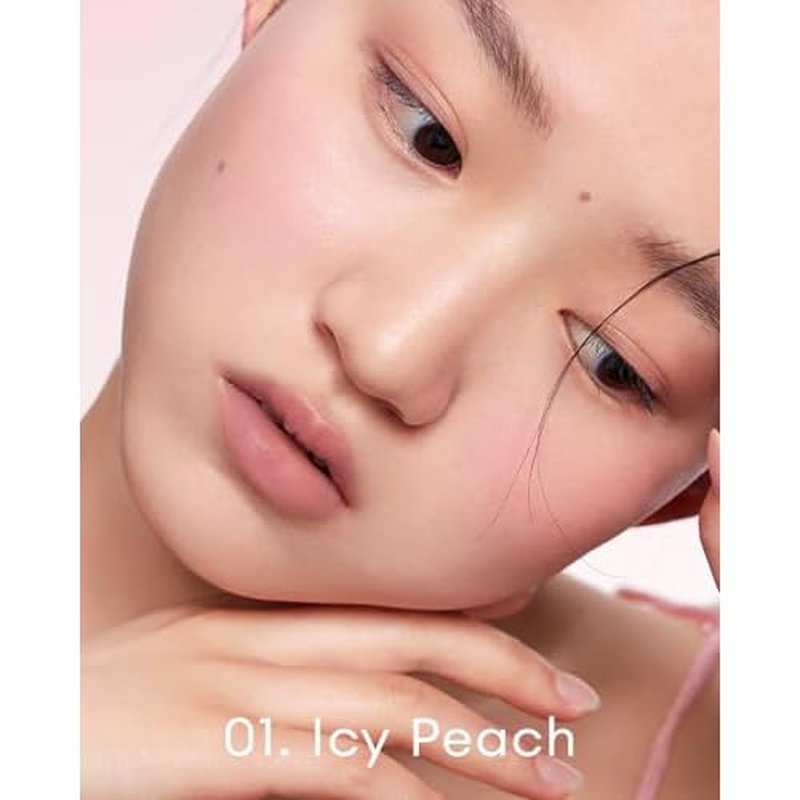 INTO YOU Liquid Blush for Cheeks, Water Sense Evolves into Soft Fog Powder Blush Matte and Natural finish, Light and Comfortable Creamy to Hold Makeup, Icy Peach(A01)