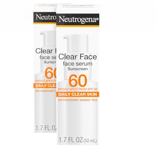 Neutrogena Clear Face Serum Sunscreen SPF 60 with Green Tea Pack of 2 - Lightweight UVA/UVB Protection