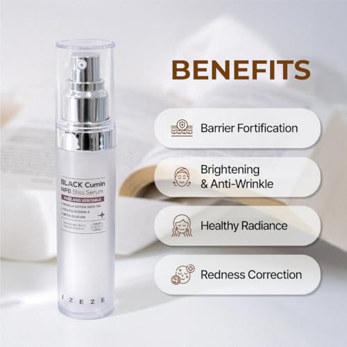 IZEZE Black Cumin NPB Bliss Serum 1.01fl.oz, 30 ml | Niacinamide, Skin Barrier, Glow Moisturizer Korean Skincare, Deep Hydration, Thymoquinone, Nigella Sativa Oil, Black Seed Oil Korean Skincare