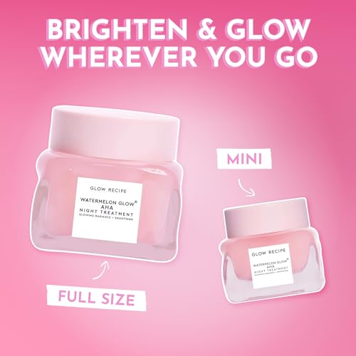 Glow Recipe Watermelon Glow AHA Night Treatment 0.84oz Travel Size Overnight Mask with Glycolic & Lactic Acid, Hyaluronic & Niacinamide