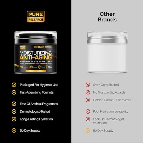 White Men's Face Moisturizer - Anti-Aging Cream with Collagen, Retinol & Hyaluronic Acid - Day & Night Skin Care - 1.7 oz
