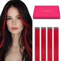 20 Inch Red Clip-In Hair Extensions - 100% Real Human Hair Highlights, Easy DIY Styling