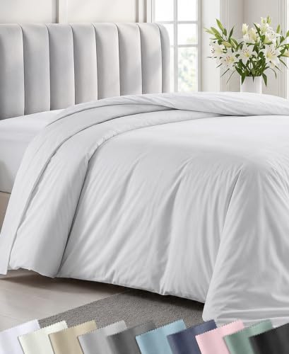 California Design Den Oversized King Duvet Cover White 120x98 Inches - Luxury 400 Thread Count Cotton Sateen, No Comforter